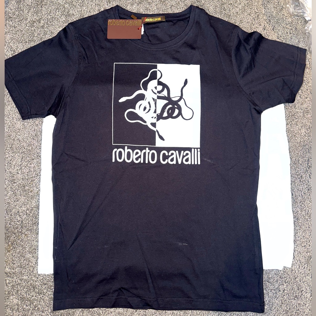 Roberto Cavalli TShirt Graphic Print  Size L  Brand Nwt